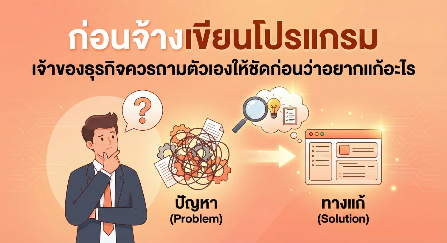 ก่อนจ้าง เขียน โปรแกรม เจ้าของธุรกิจควรถามตัวเองให้ชัดก่อนว่าอยากแก้อะไร