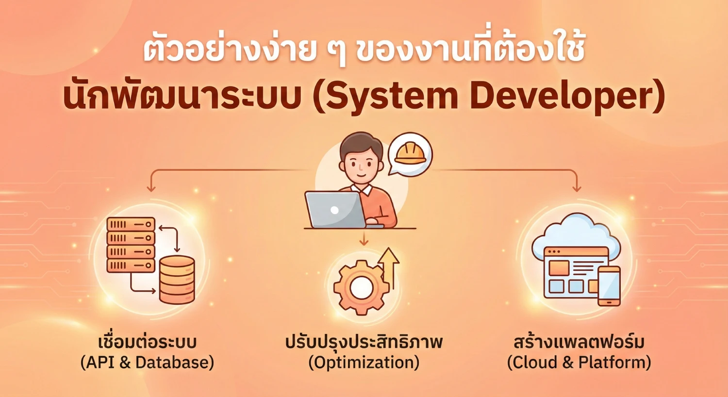 ตัวอย่างง่าย ๆ ของงานที่ต้องใช้ นักพัฒนา ระบบ และ system developer