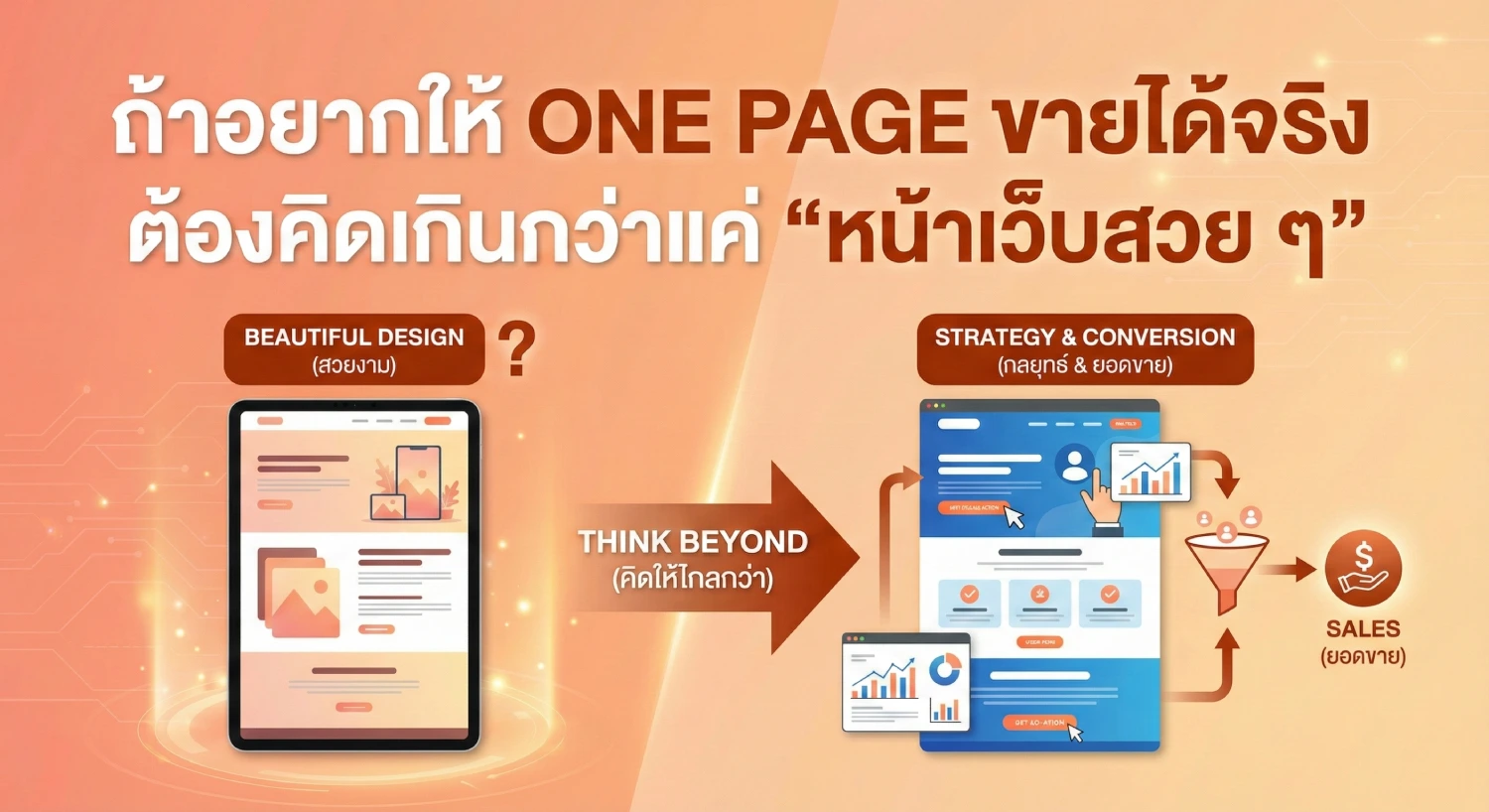 ถ้าอยากให้ one page ขายได้จริง ต้องคิดเกินกว่าแค่ “หน้าเว็บสวย ๆ”