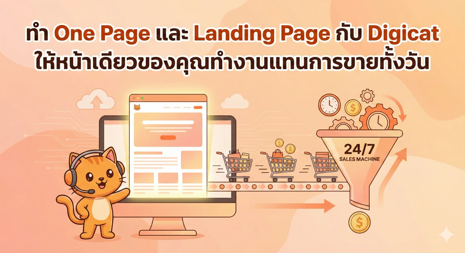 ทำ one page และ landing page กับ Digicat ให้หน้าเดียวของคุณทำงานแทนการขายทั้งวัน